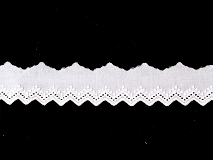 Vyšívaná krajka bavlněná bílá TK0042-28mm - TK0042