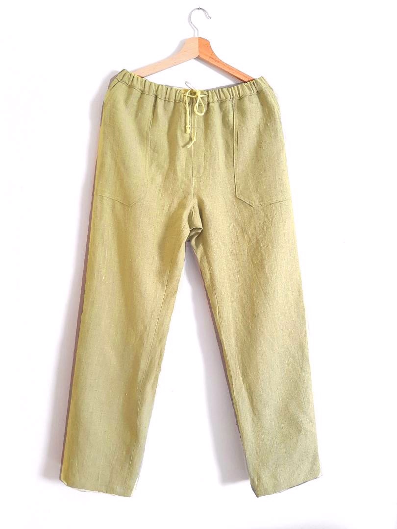 Lněné kalhoty pískové UNI - 245 g/m2 XXL