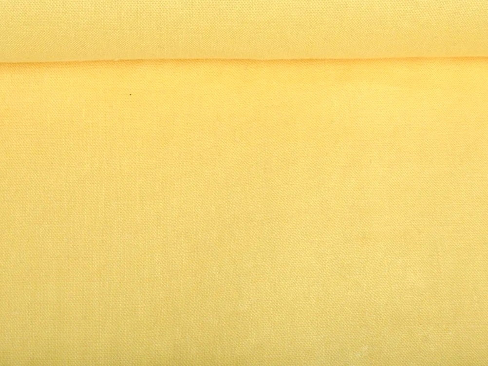VZOREK - Lněná látka pampeliškově žlutá měkčená