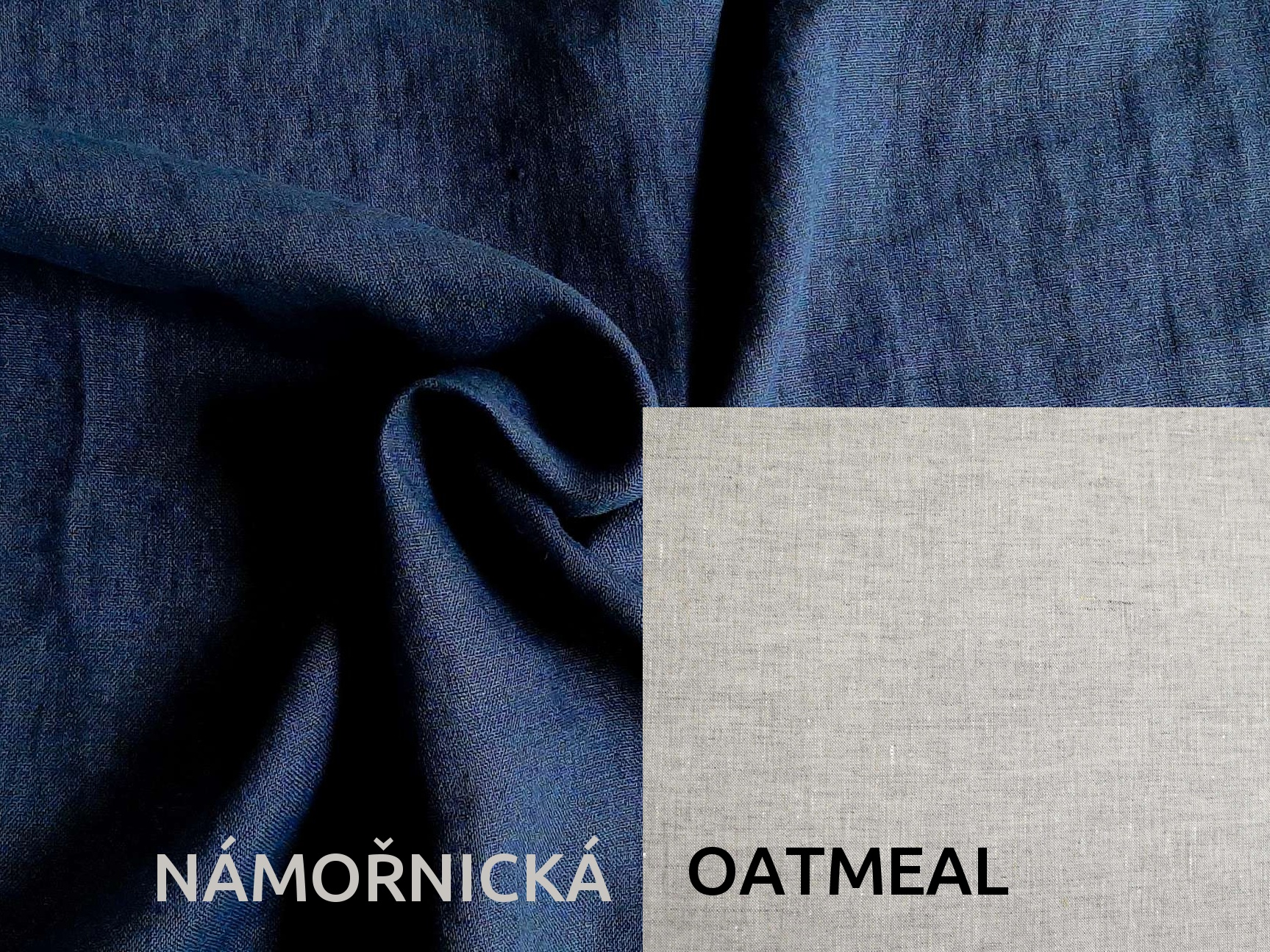 Lněná deka s prošitím námořnická modrá, oatmeal