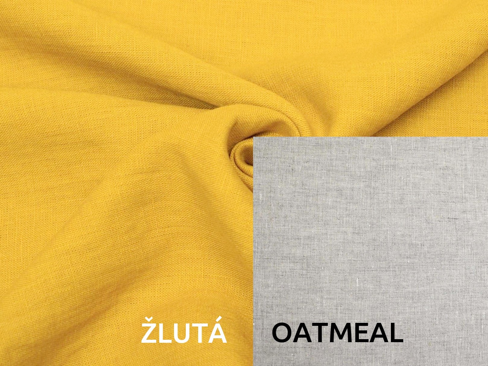 Lněná deka s prošitím žlutá, oatmeal