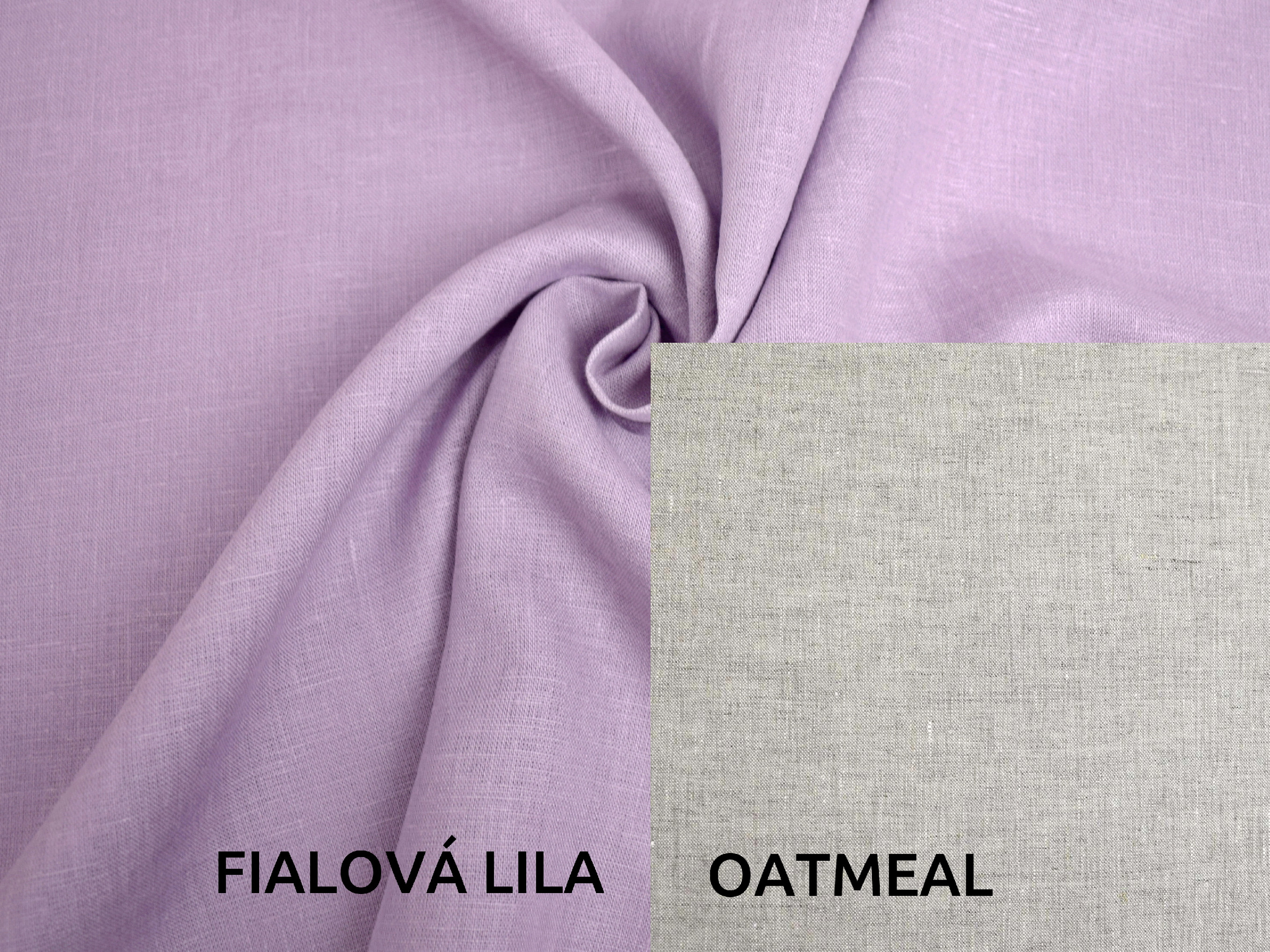Lněná deka s prošitím fialová lila, oatmeal