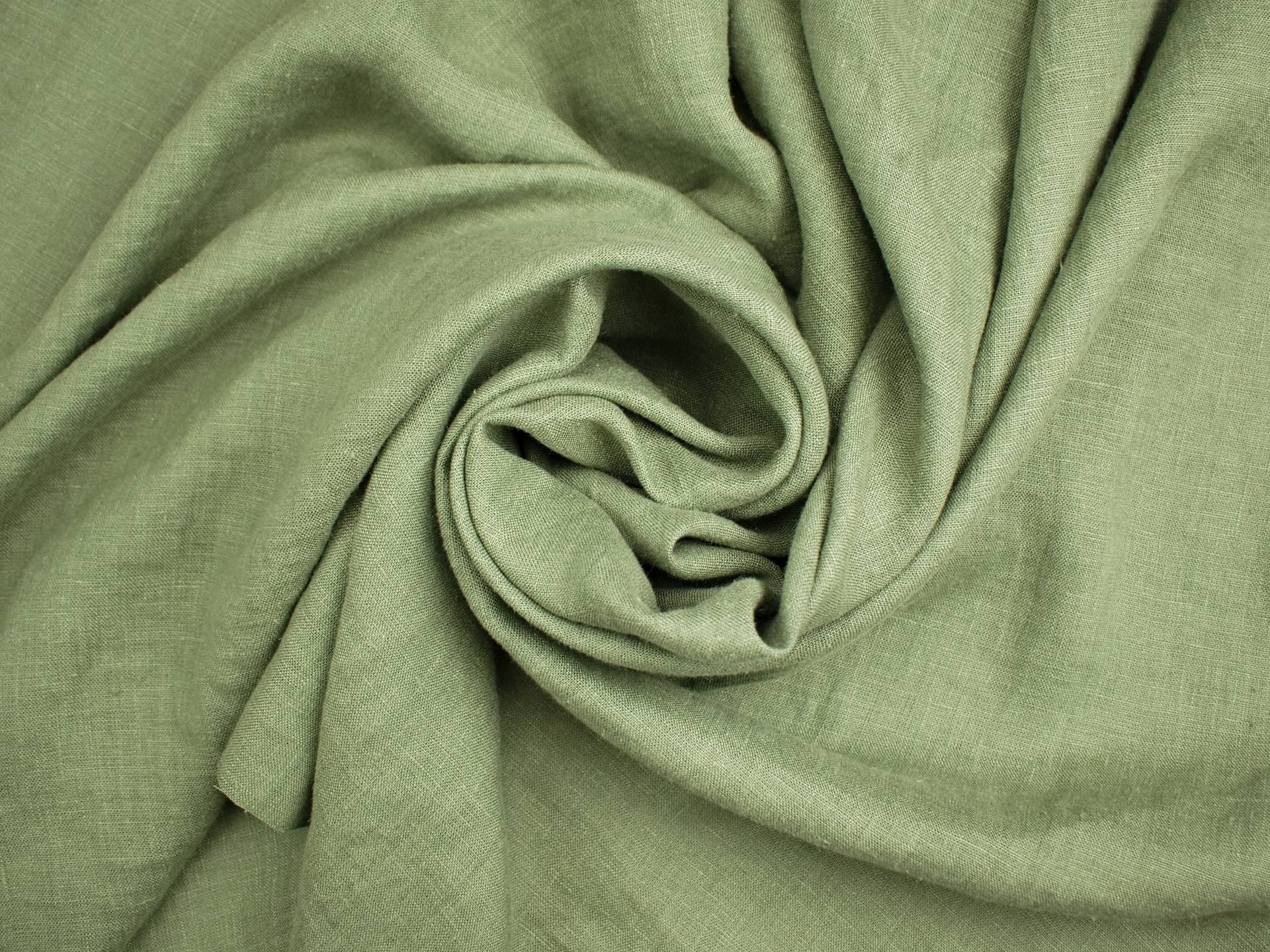 VZOREK - Lněná látka zelená khaki