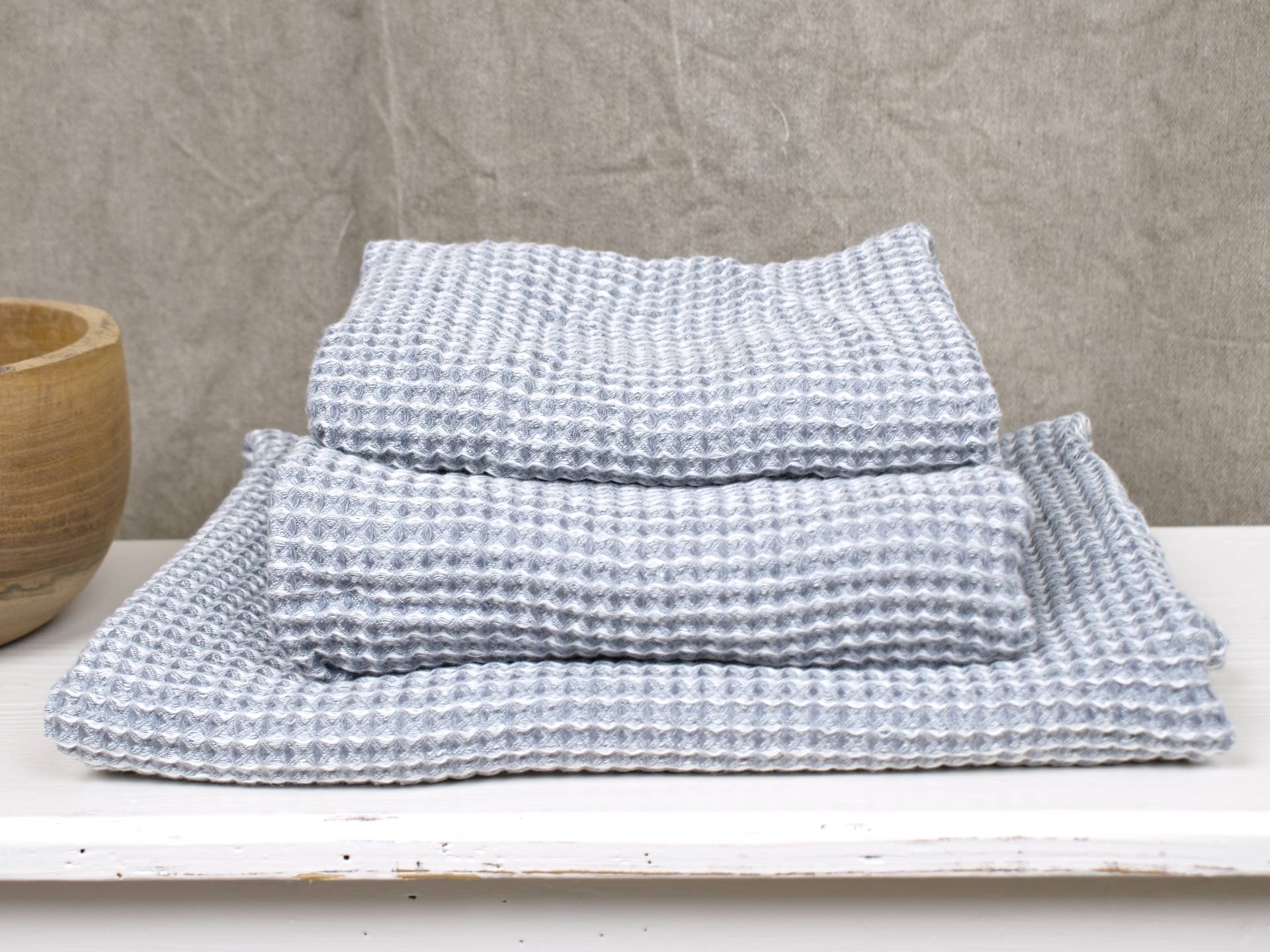 Lněný ručník vaflový šedý 45 x 85 cm