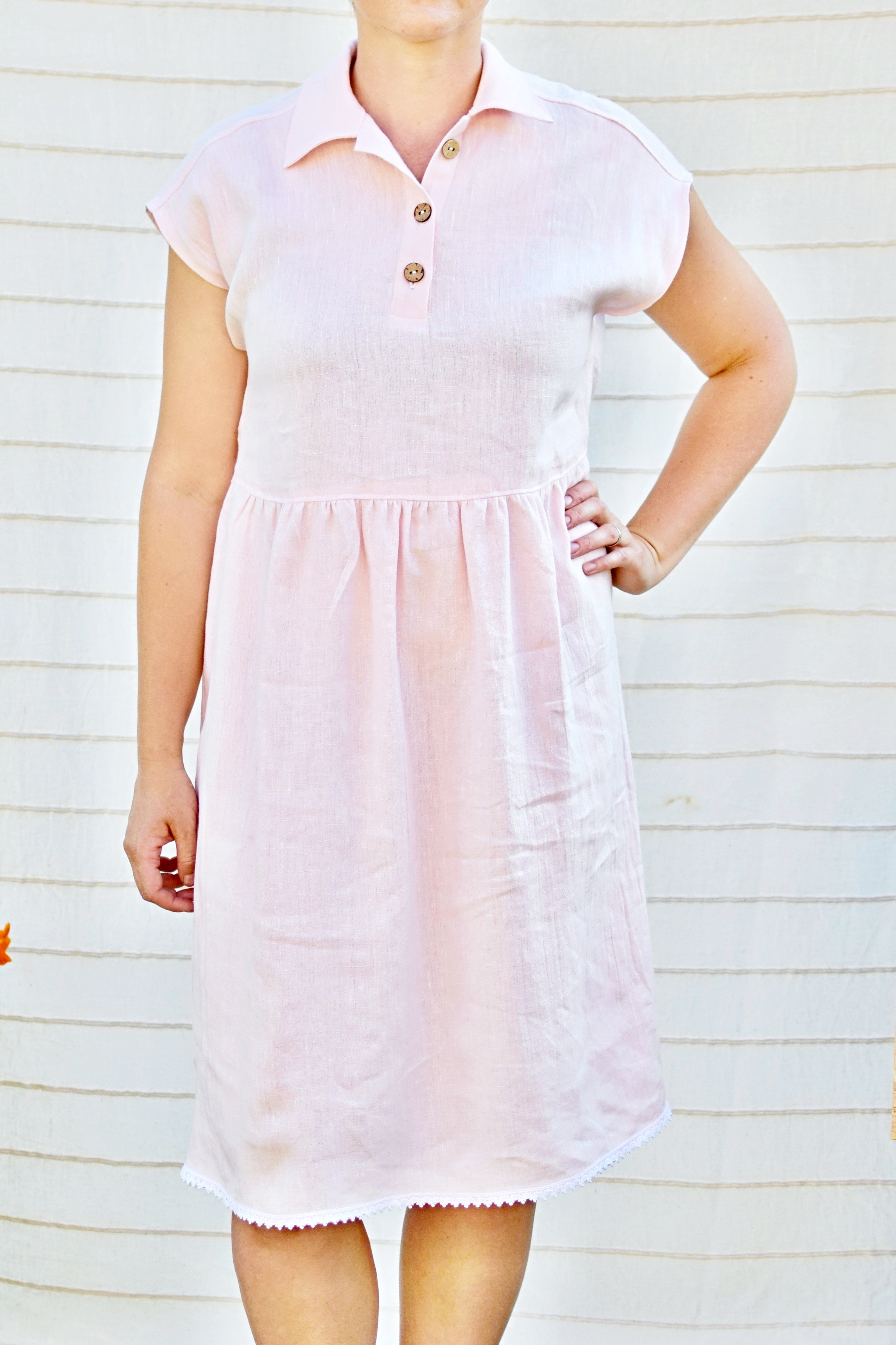 Lněná šaty GLAMI růžové vel. 42
