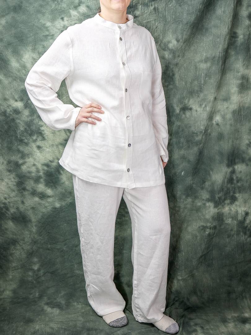 Lněné pyžamo bílé S
