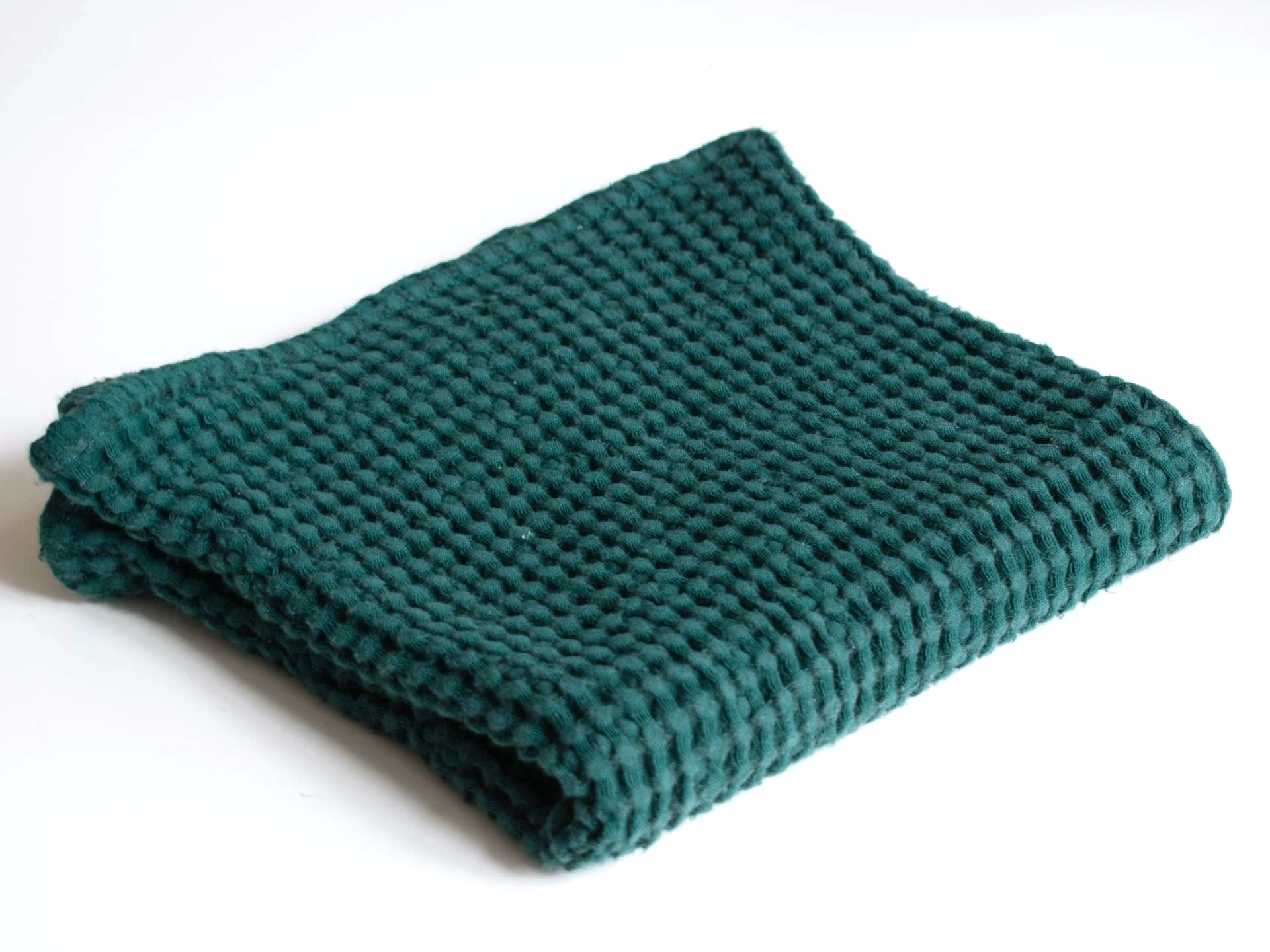 Lněný ručník vaflový tmavě zelený - 48% len 50 x 50 cm