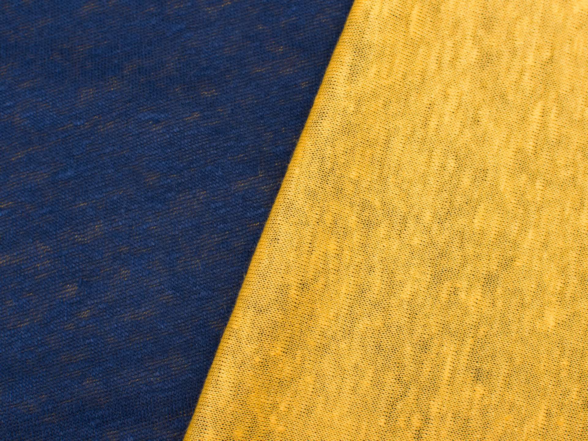 VZOREK - Lněný úplet dvouvrstvý námořnická modrá - žlutá