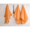 Oranžová vafle - set 3 kusů lněných utěrek