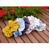 Lněná gumička Scrunchie tmavá kostka 5 cm