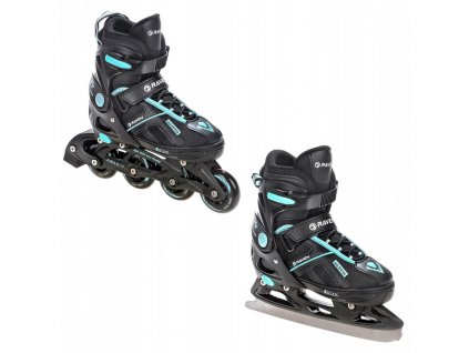 koleckove brusle 2v1 pulse black cyan nastavitelne hlinik abec7