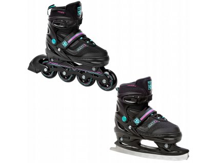 koleckove inline brusle 2v1 raven drill mint pink zvetsovaci