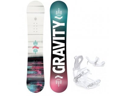 detsky snowboard komplet gravity fairy 23 vazani fastec white