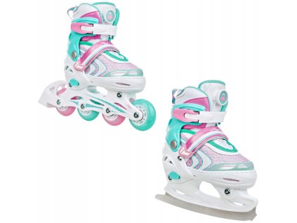 detske koleckove brusle 2v1 velikostne regulovatelne svitici kola raven lia mint plus