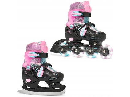 detske koleckove inline brusle 2v1 RAVEN Loret glitter black mint pink 14