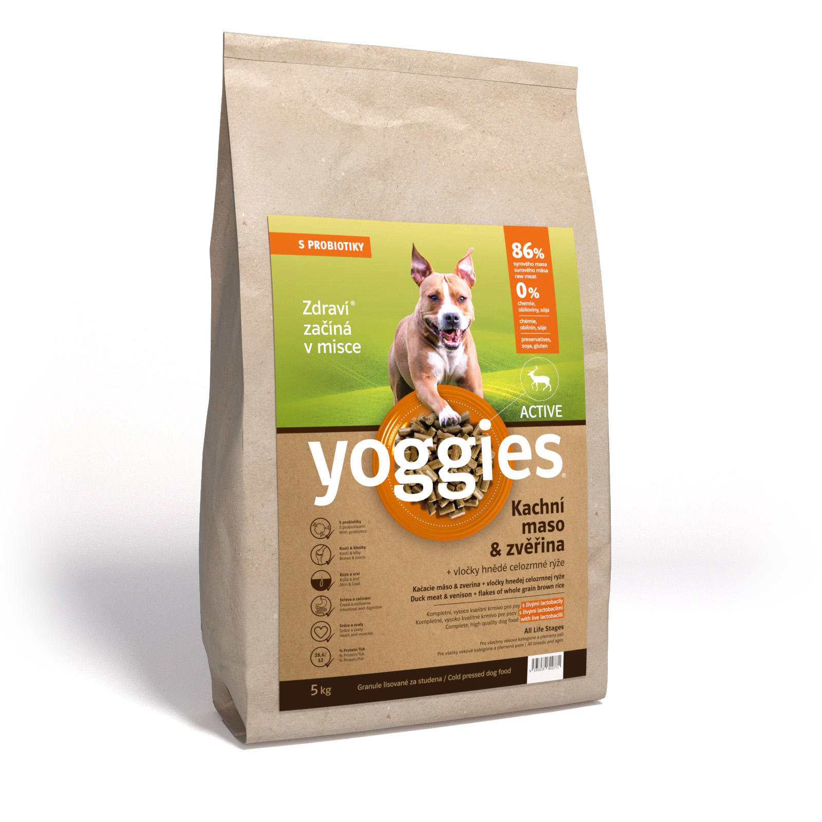 Yoggies Granule Active, Kachna & Zvěřina s probiotiky 5kg