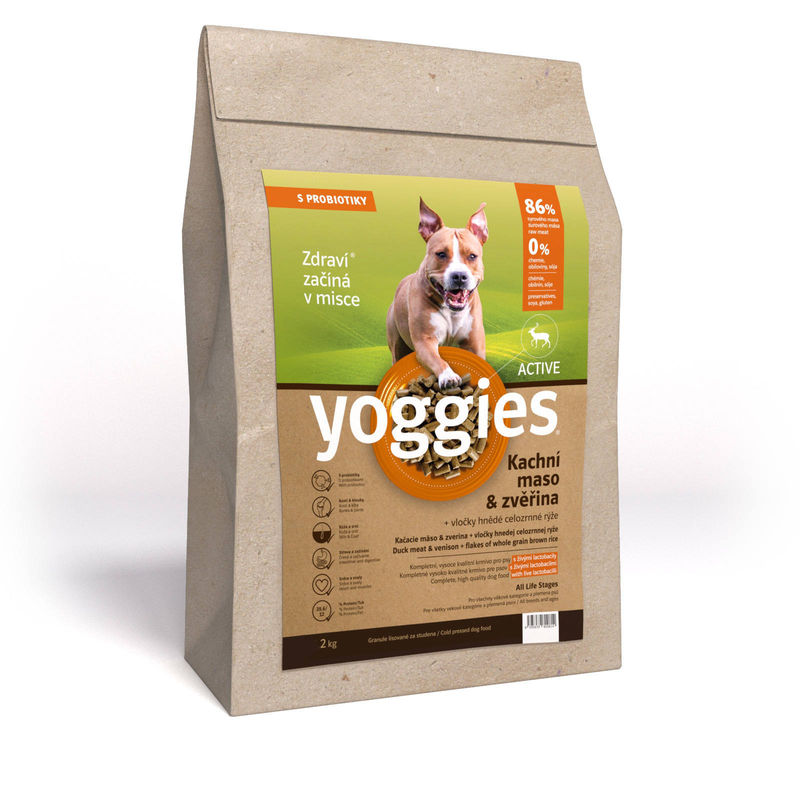 Yoggies Granule Active, Kachna & Zvěřina s probiotiky 2kg
