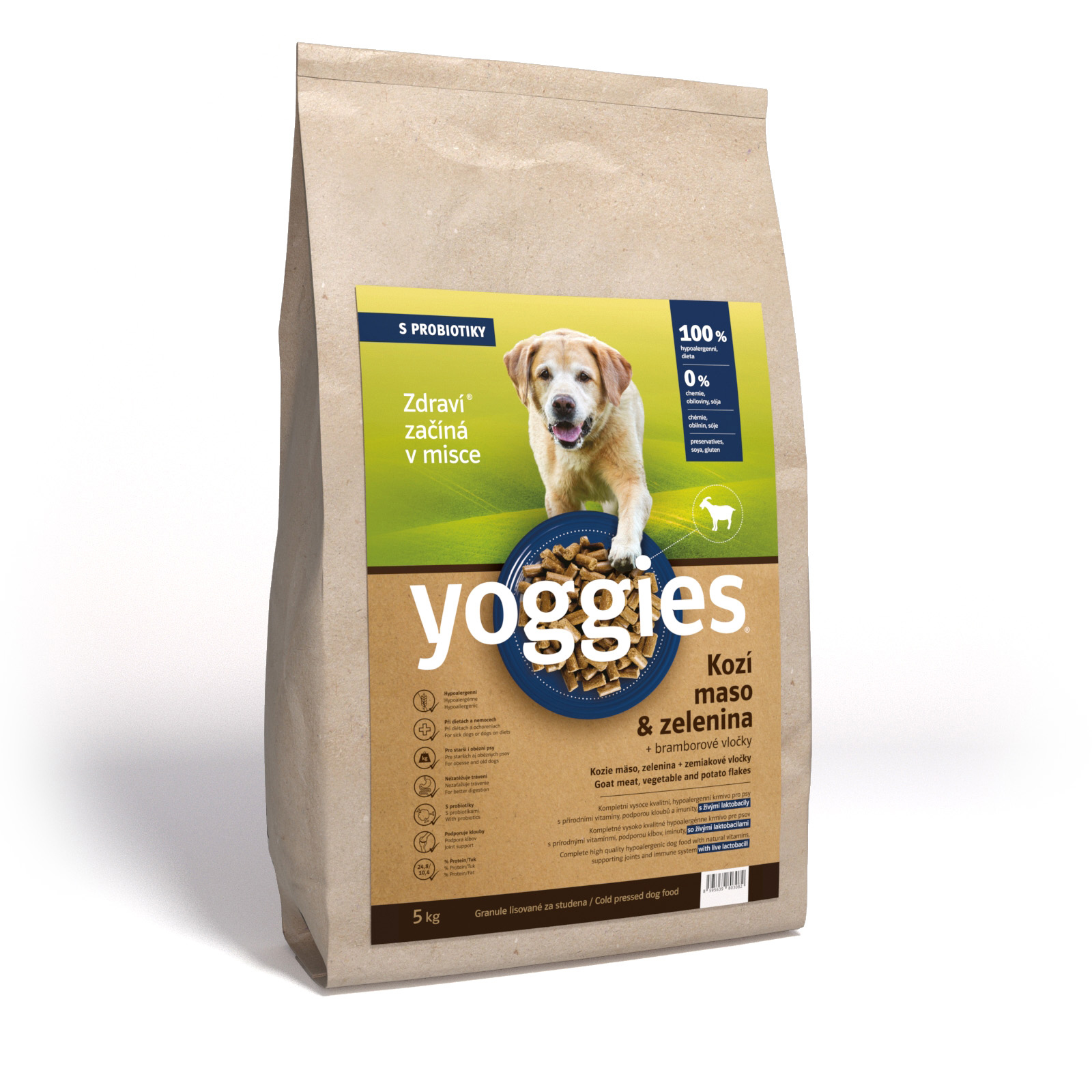 Yoggies Granule Monoprotein, Kozí maso s probiotiky 5kg