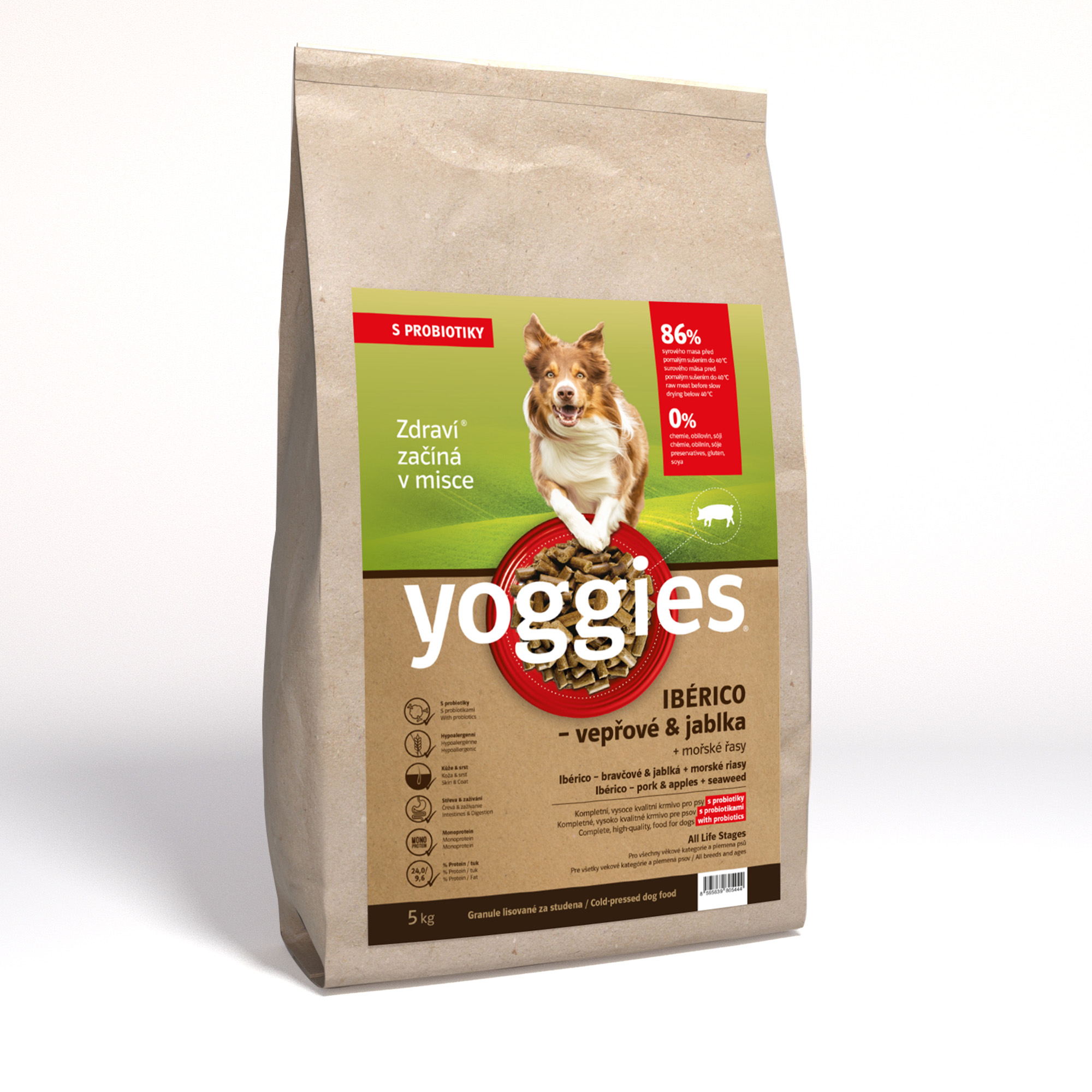 Yoggies Granule Monoprotein, Ibérico vepřové & jablka s probiotiky 5kg