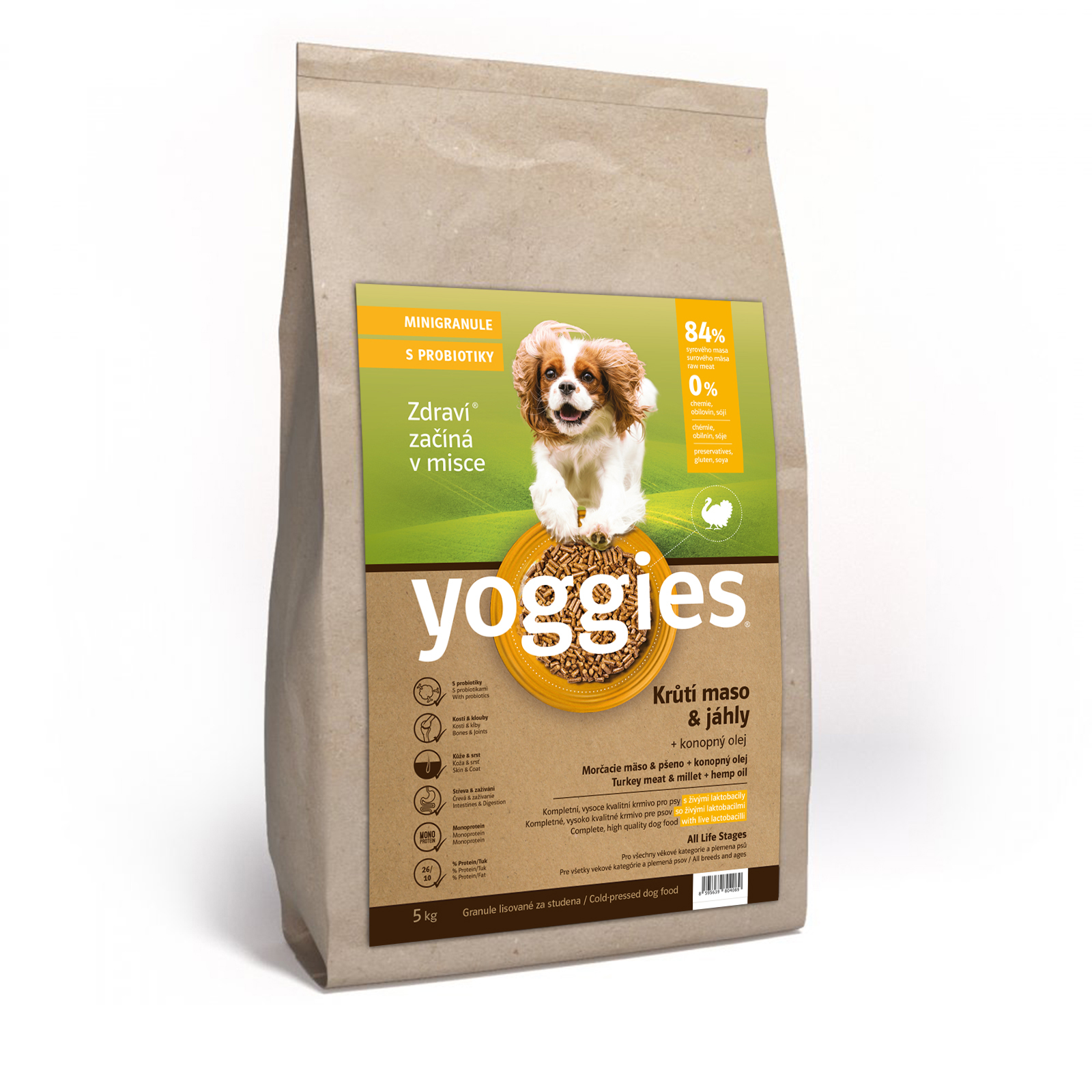 Yoggies MINIGranule Monoprotein, Krůtí maso s probiotiky 5kg