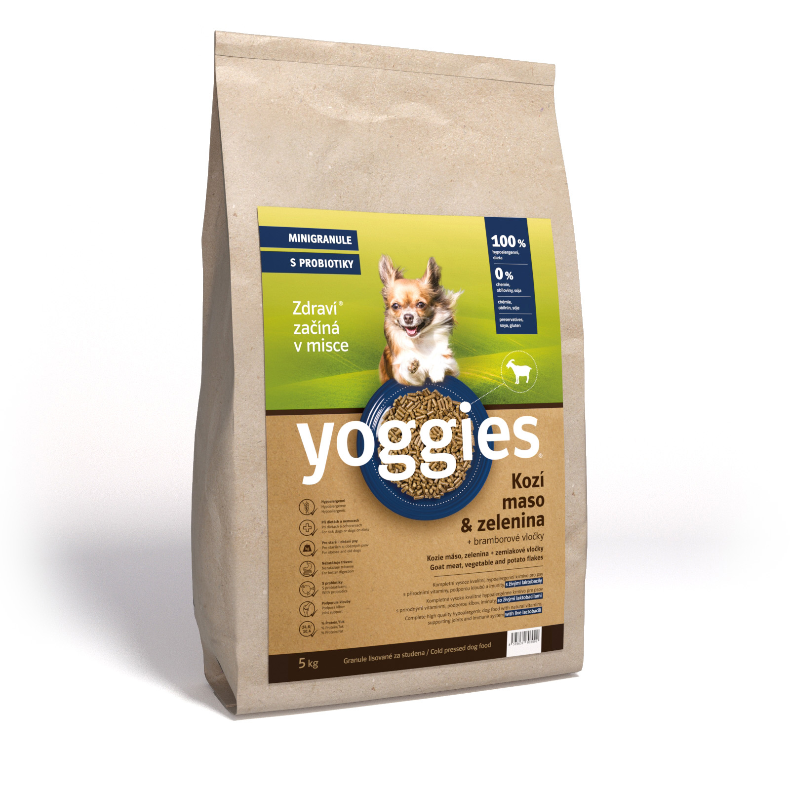 Yoggies MINIGranule Monoprotein, Kozí maso s probiotiky 5kg