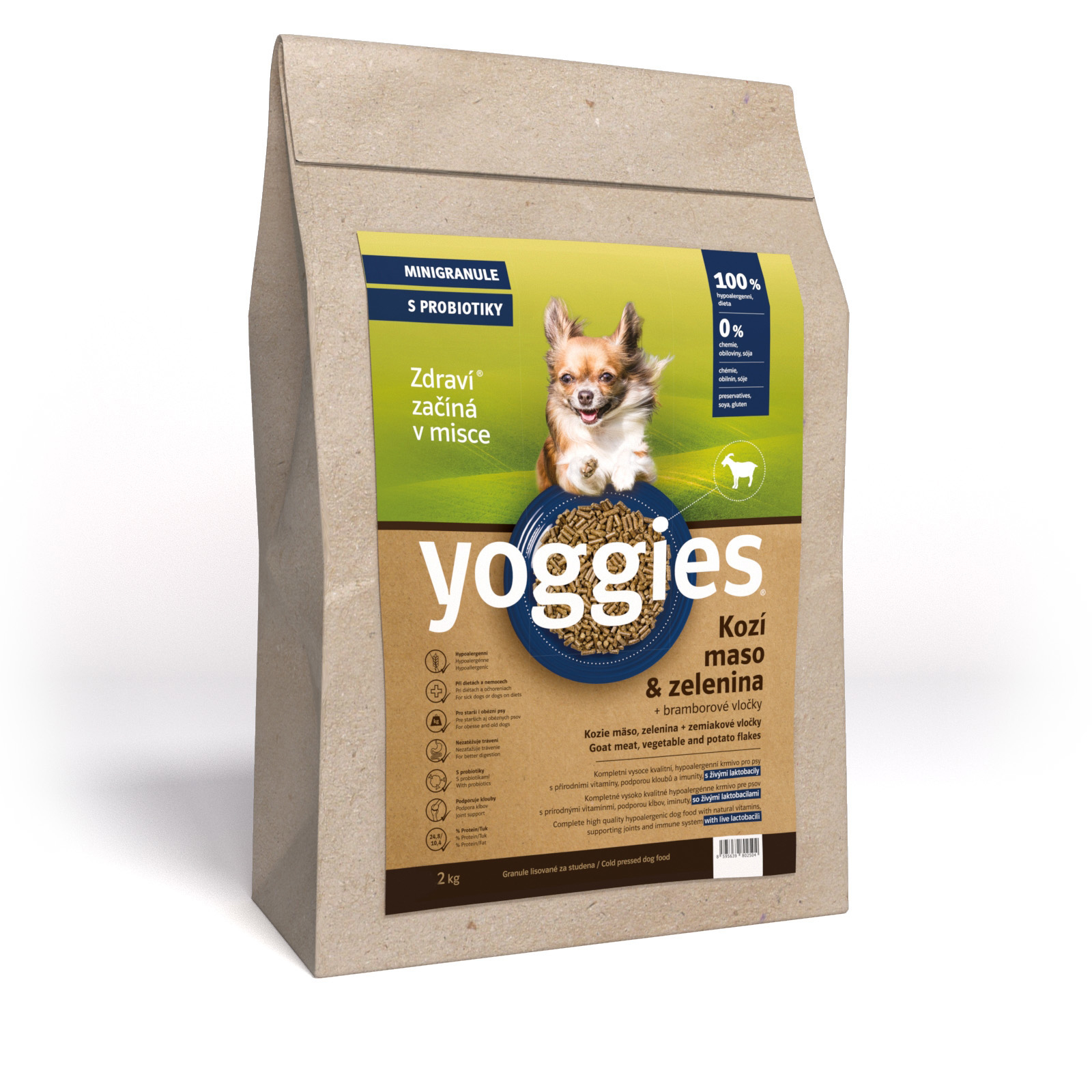 Yoggies MINIGranule Monoprotein, Kozí maso s probiotiky 2kg