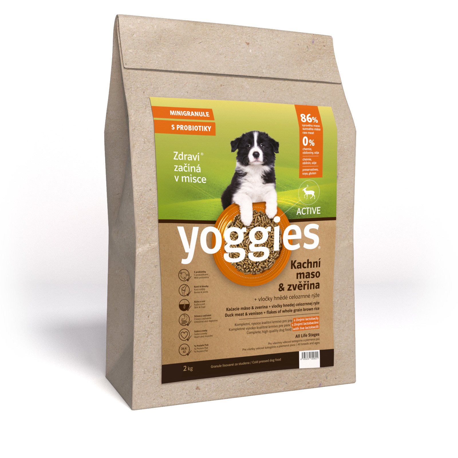 Yoggies MINIGranule Active, Kachna & Zvěřina s probiotiky 2kg