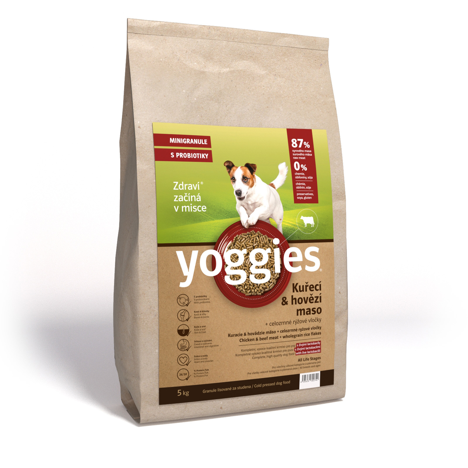 Yoggies MINIGranule, Kuře & Hovězí s probiotiky 5kg