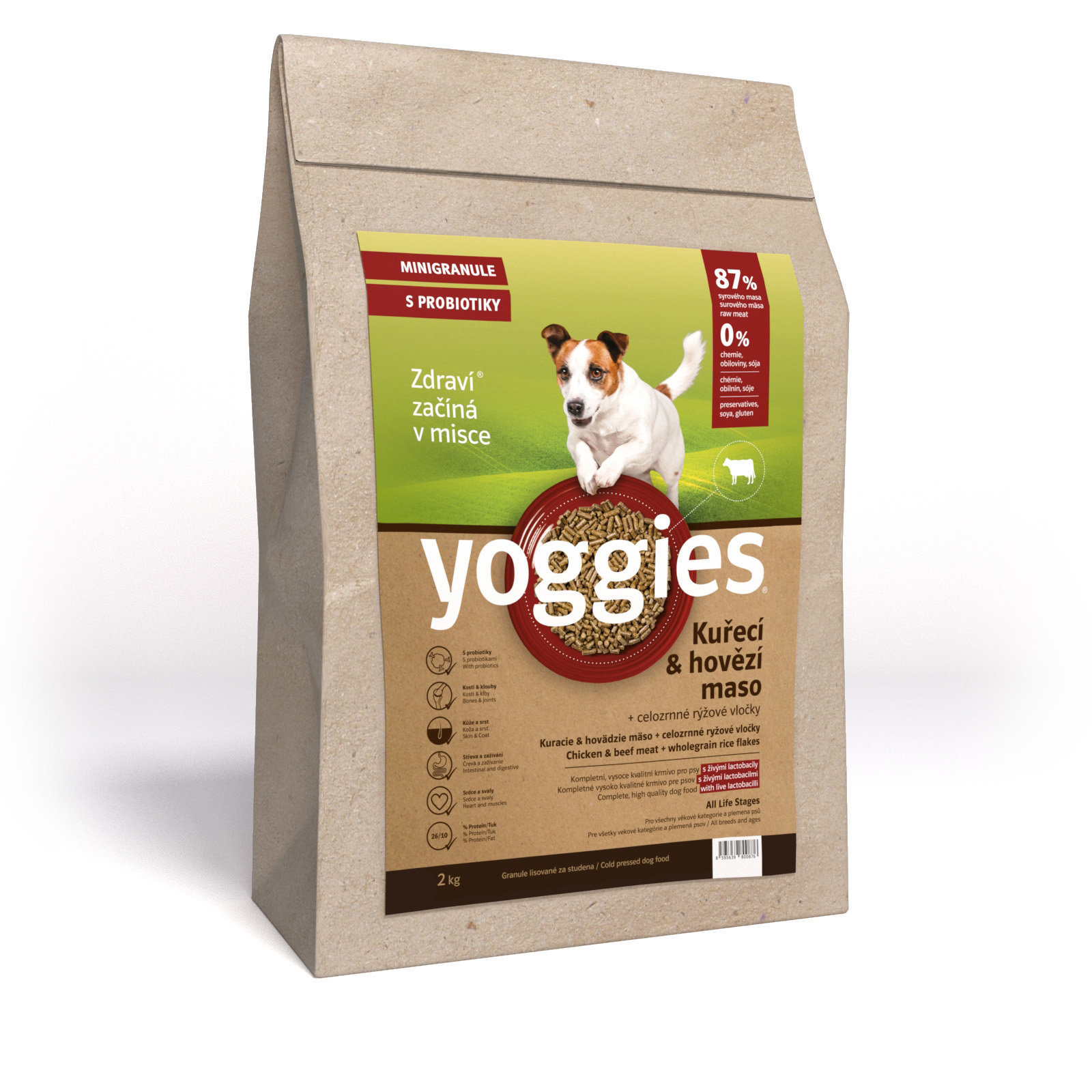 Yoggies MINIGranule, Kuře & Hovězí s probiotiky 2kg
