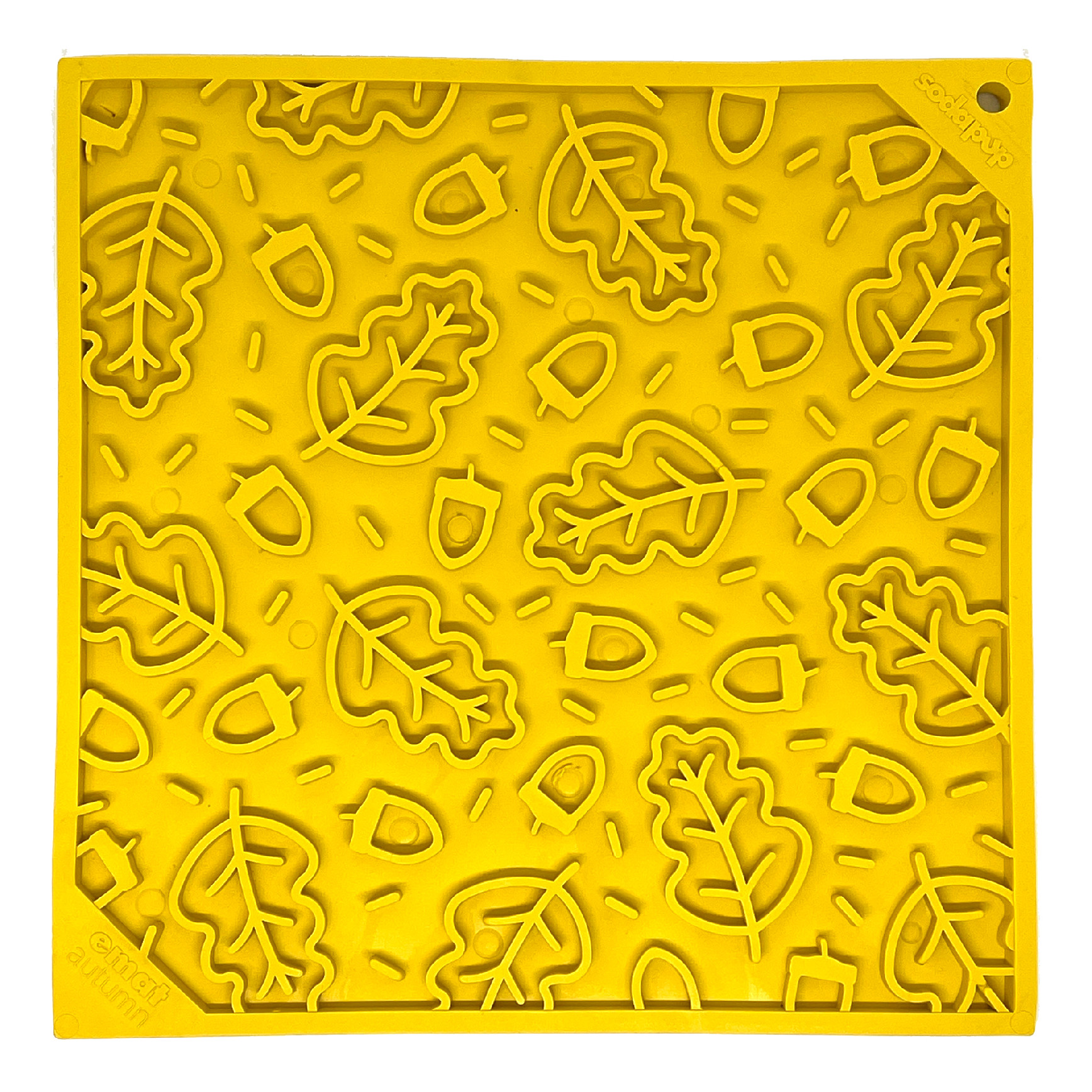 SodaPup Lízací podložka Podzim, žlutá – 20x20cm