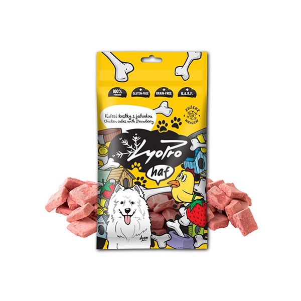 LyoPro - Kuřecí kostky s jahodou 50 g