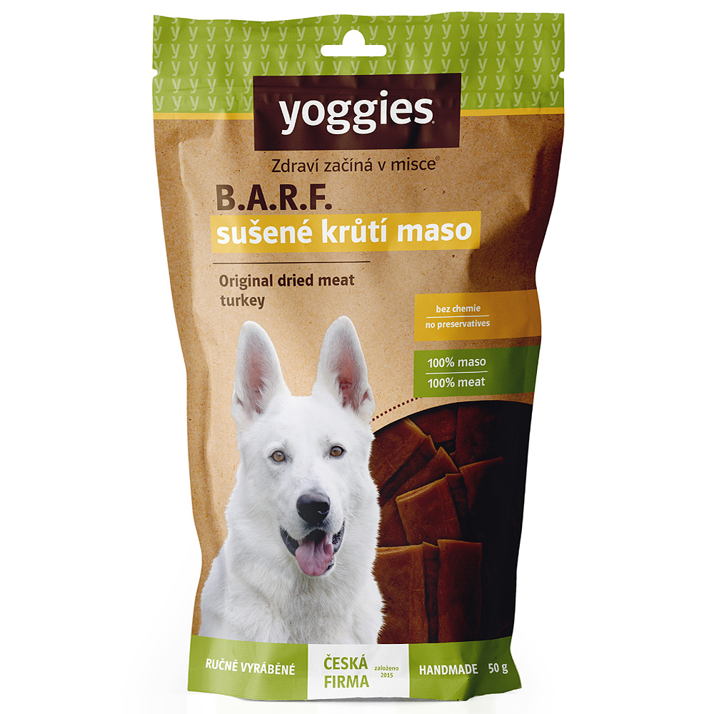 Yoggies sušené krůtí maso pro psy, (proužky) 50g