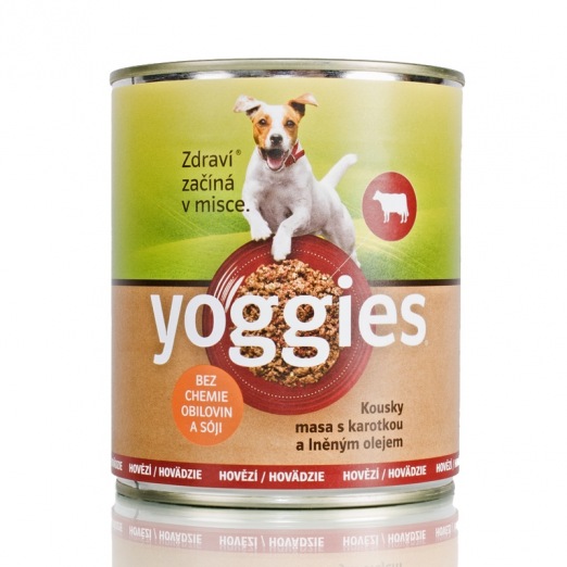 Yoggies hovězí konzerva s karotkou a lněným olejem Velikost: 800g