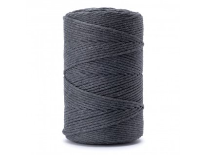 Macramé šňůry bavlněné 3mm - Anthracite 100m (735)