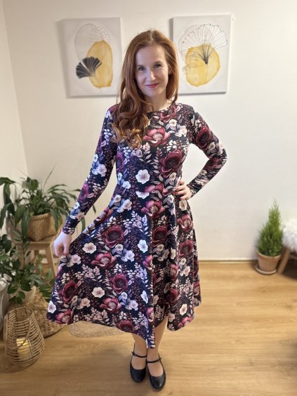 Půlkolové šaty - romance | biobavlna