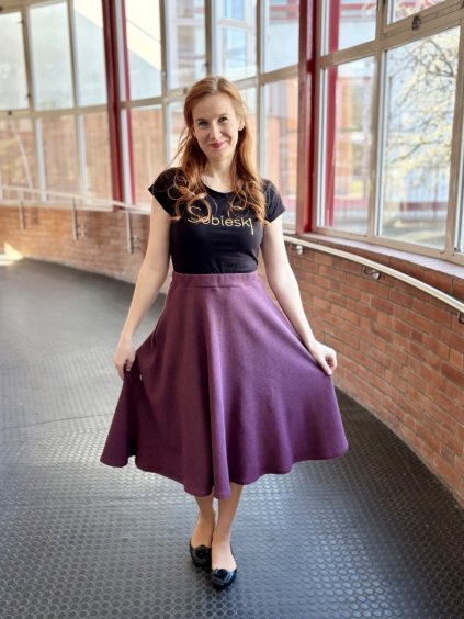 Půlkolová sukně - borůvková | miniVafle | biobavlna