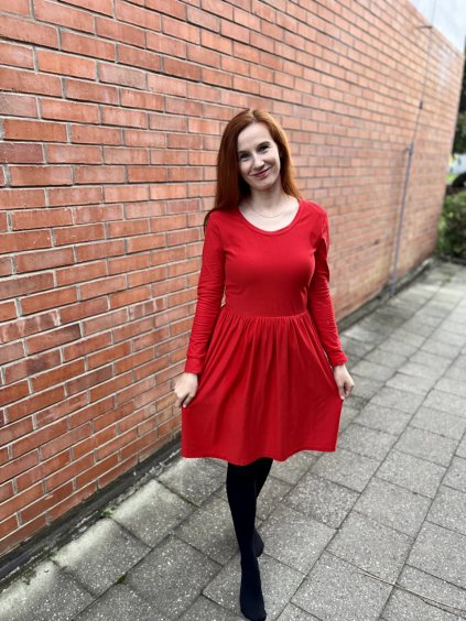 Šaty Maja zimní - červené | biobavlna