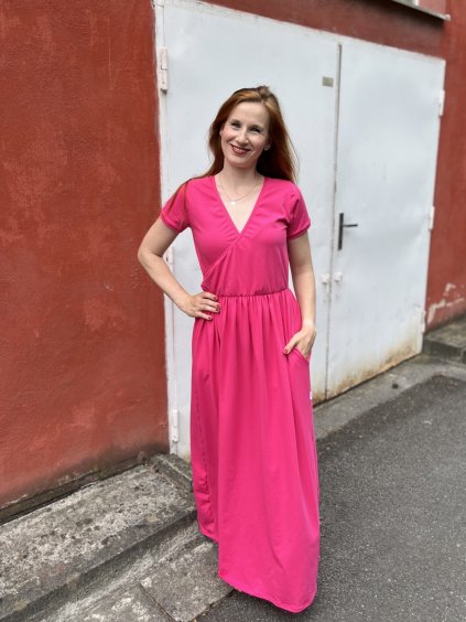 Oboustranné šaty Malia - magenta | biobavlna