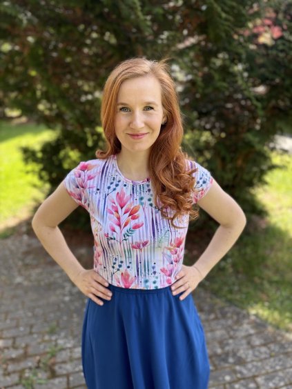Crop top Mira - proužkované květy
