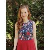 Crop top Mira - akvarelové květy na tmavé | biobavlna