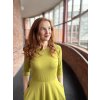 Půlkolové šaty - limetkové | biobavlna