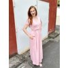Dlouhé šaty Malia - pudrově růžové | biobavlna