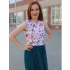 Crop top Mira - akvarelové květy | biobavlna