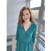 Zavinovací řasené šaty - tyrkysové | biobavlna
