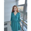 Zavinovací řasené šaty - tyrkysové | biobavlna