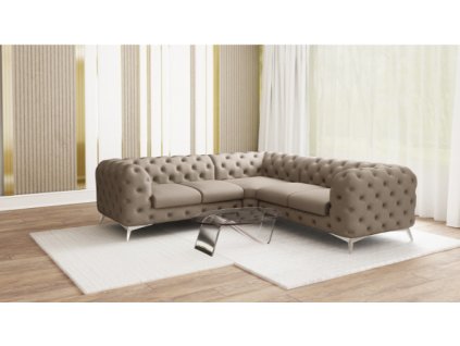 Luxusní sedací souprava CHELSEA L 264 x 264 (Barva světle šedá, Nožičky Stříbrné)