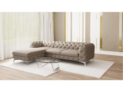 Luxusní sedací souprava CHELSEA L 305 x 200 (Barva tmavě šedá, Nožičky Stříbrné)