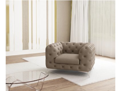 Luxusní křeslo Chelsea (Barva Tmavě modrá, Nožičky Stříbrné)