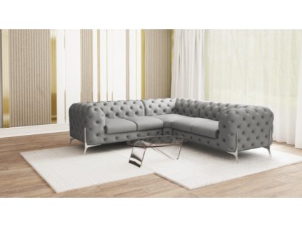 Luxusní sedací souprava CHELSEA BIS L 264x264 (Barva tmavě béžová, Nožičky Matně černé)