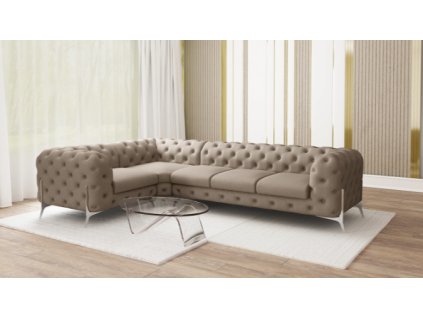 Luxusní sedací souprava CHELSEA BIS L 323x204 (Barva tmavě šedá, Nožičky Zlaté)